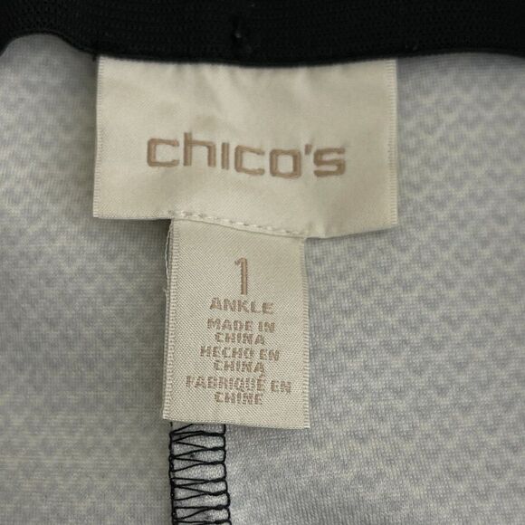 Chico's Knit Pull On Mini Geo Print Ankle Leggings Women's Size 8 - Picture 3 of 9